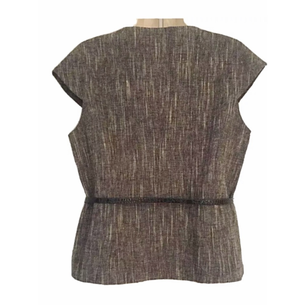 MICHAEL KORS Sz 2 Capped Sleeve Belted Vest Top - Picture 3 of 6